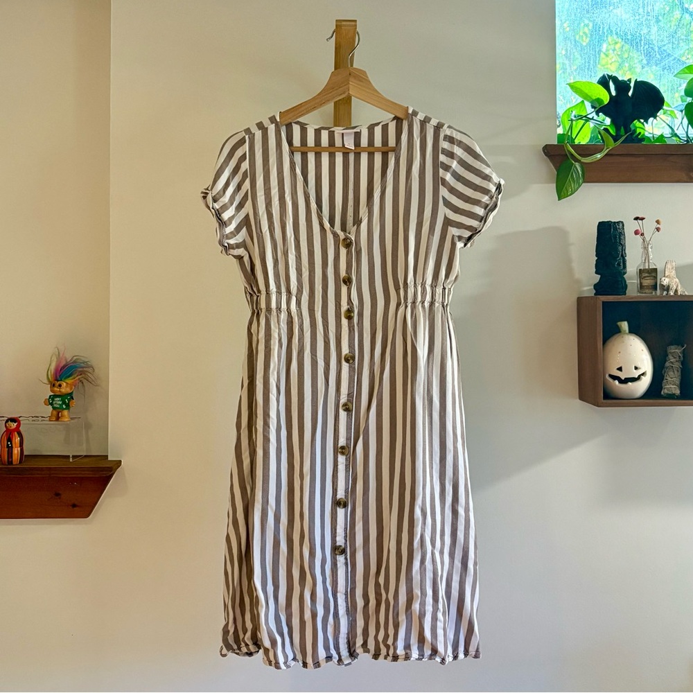 Isabel Maternity by Ingrid & Isabel Brown and White Striped Mini Dress